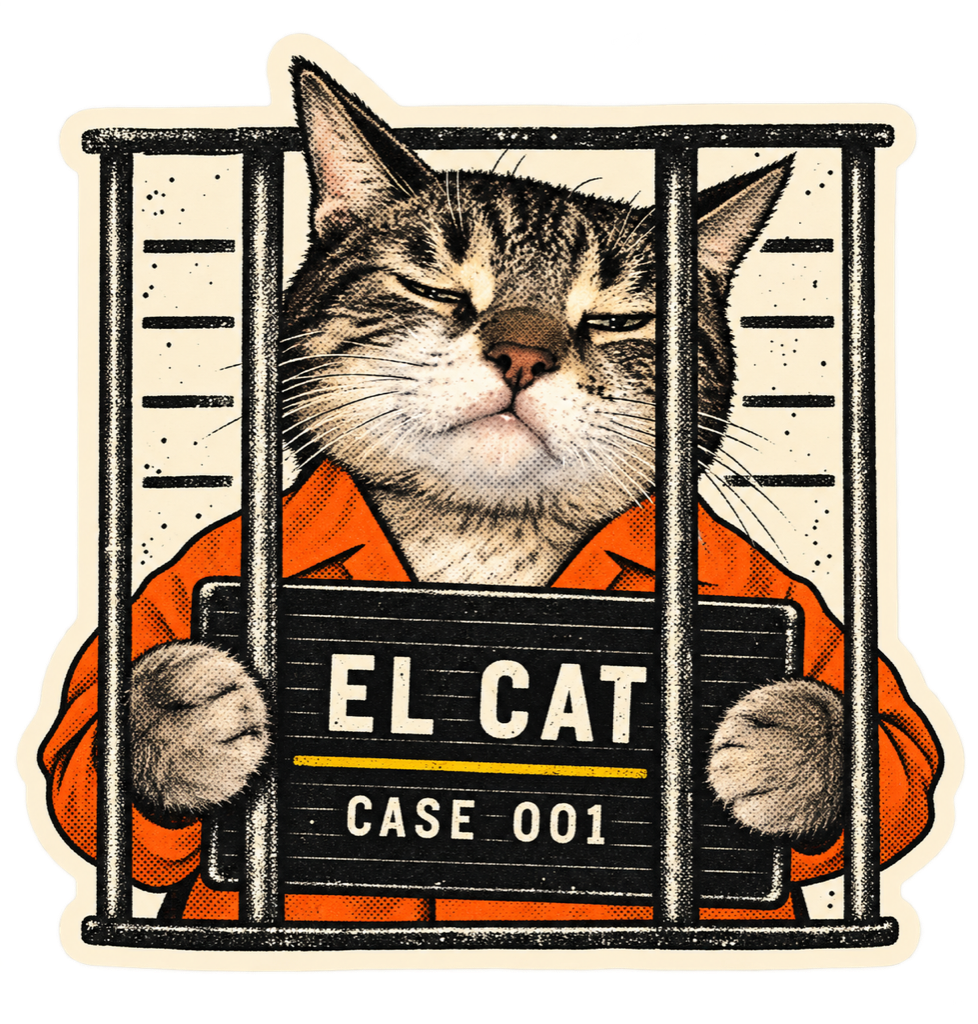 Adesivo de El Cat atrás das grades